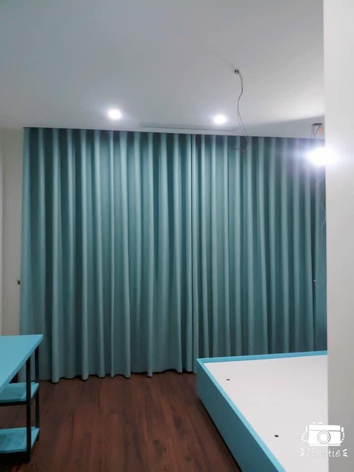 Rèm Vải Lụa Trơn Màu Xanh Ngọc Bích