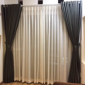 Rèm Vải 2 Lớp Màu Nâu Đen Sang Trọng & Voan Lụa Mềm