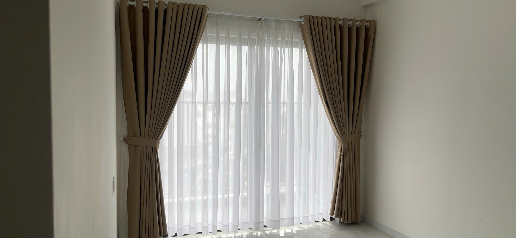 Rèm Vải 2 Lớp Cao Cấp Màu Kem - Ảnh 3